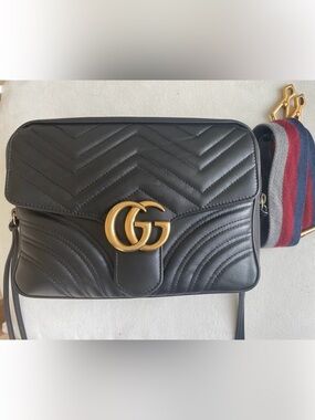 Gucci Sylvie Web Quilted Crossbody with Gold GG